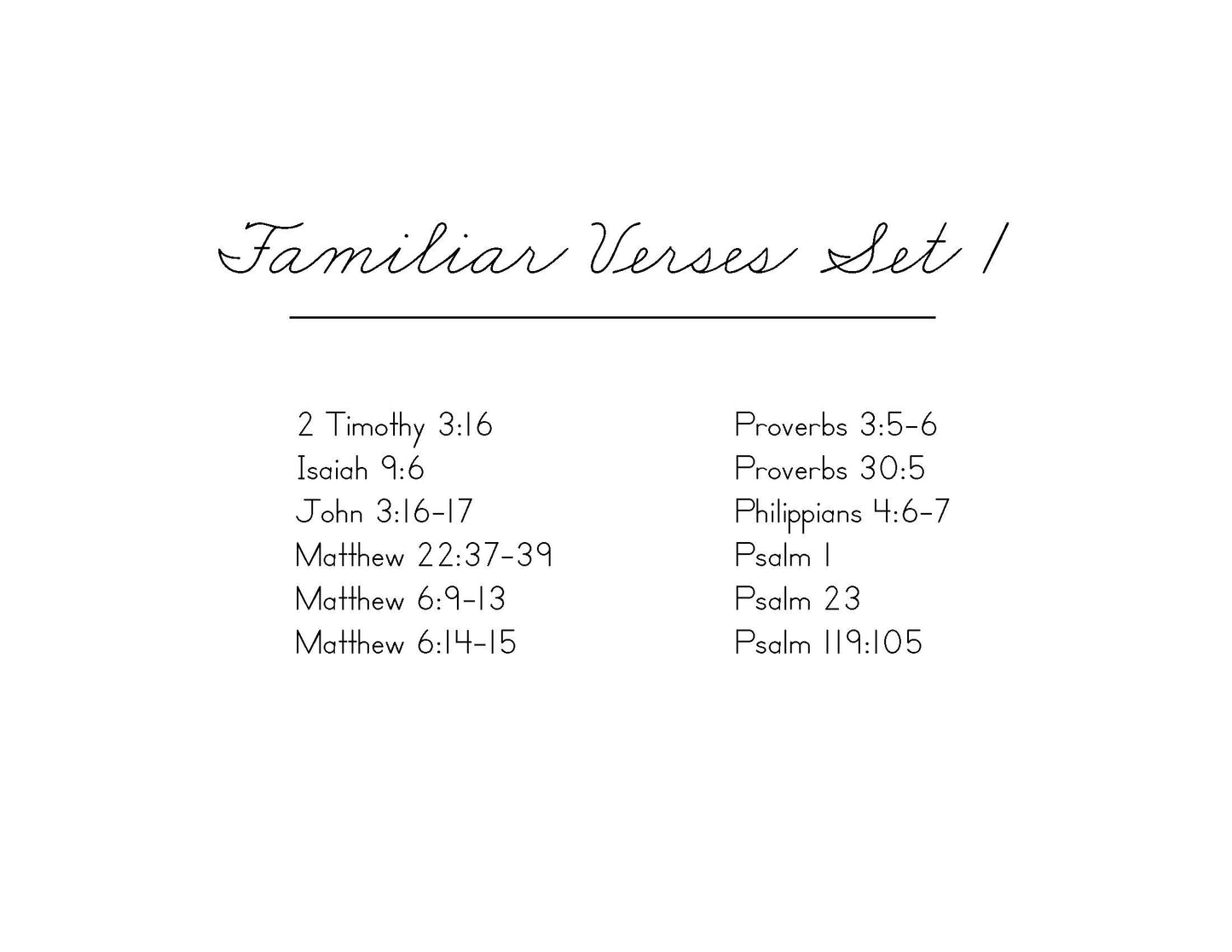 Familiar Verses Collection No.1