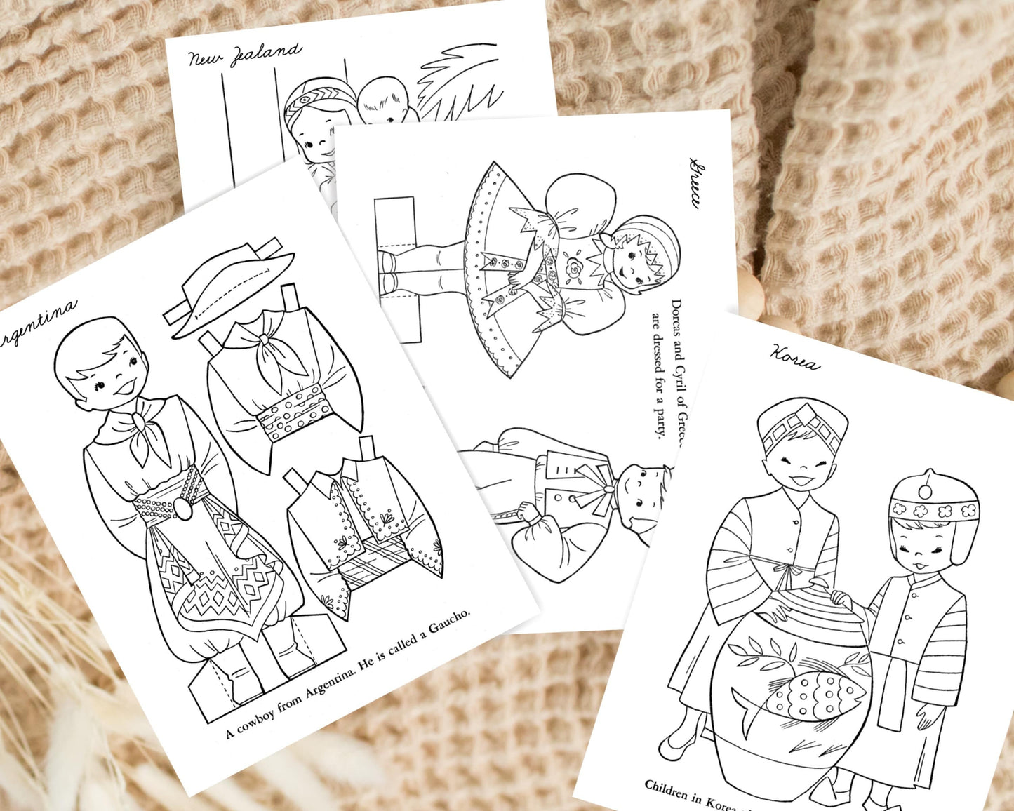 Children of Other Lands Vintage Coloring Pages