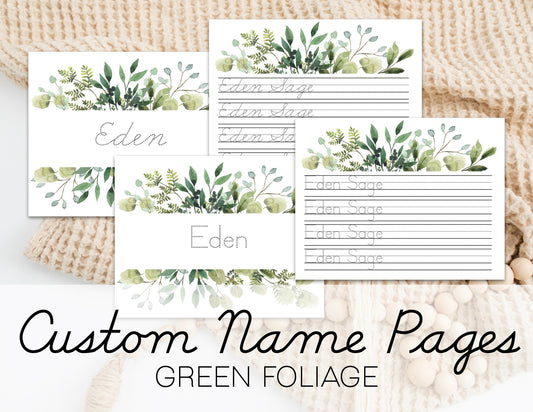 Custom Name Pages - Green Foliage